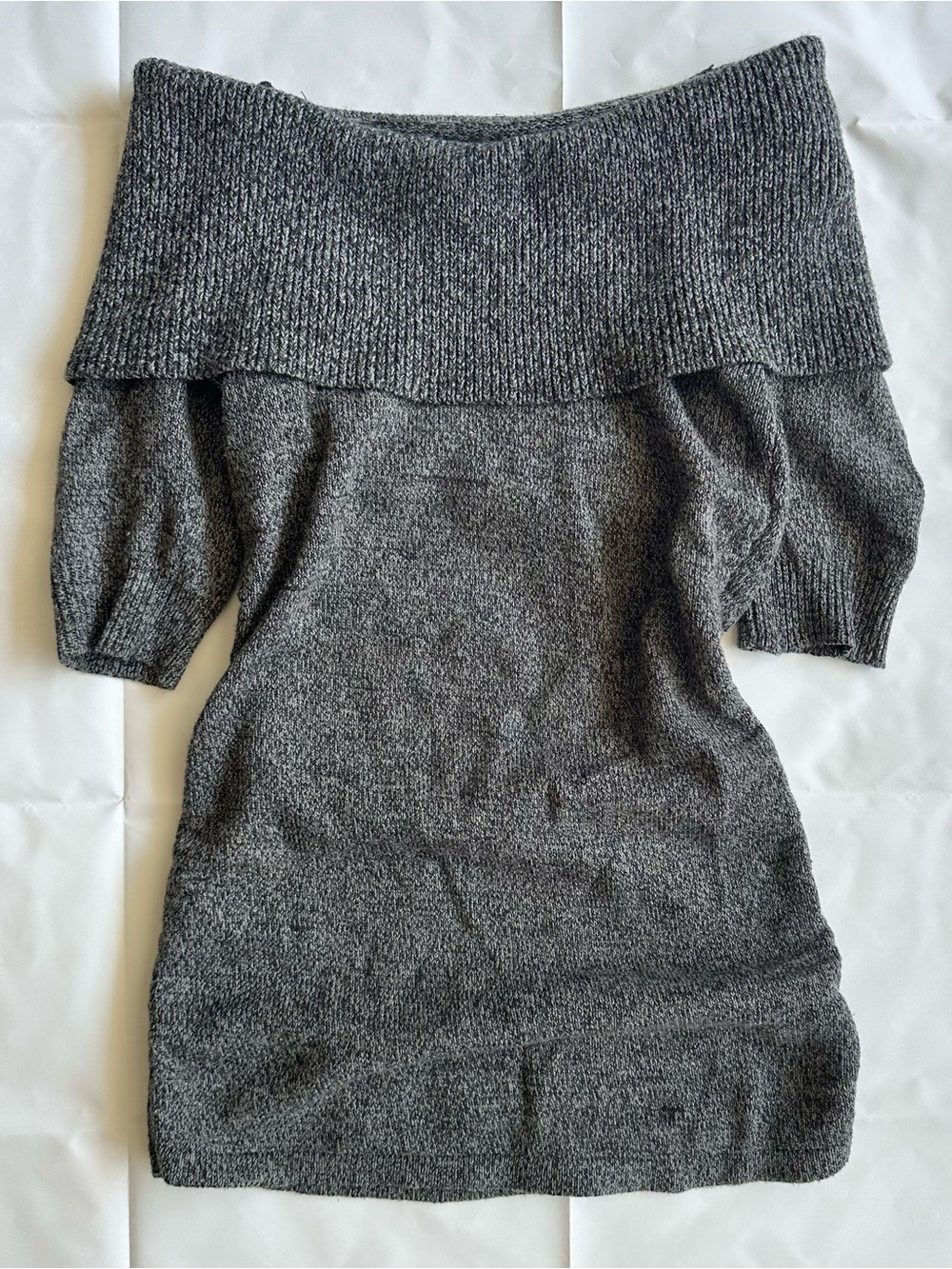 Express gray knit off the shoulder mini dress, size medium